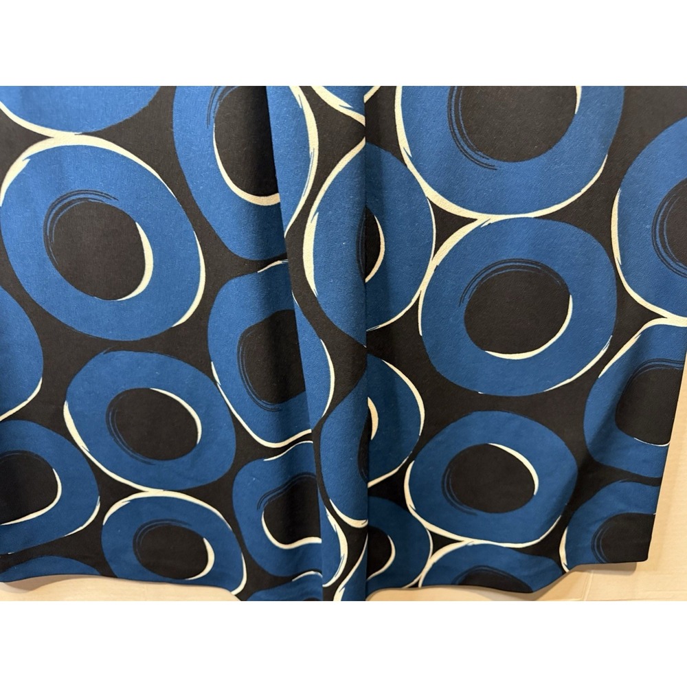 Alfani Women's Size 6 Teal Black Circle Print Sheath Dress Pleat Front Retro Zip - Picture 11 of 12